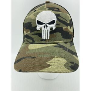 Marvel The Punisher Camo Green/Black Mesh Trucker Snapback Hat‎ Men Sz OSFM
